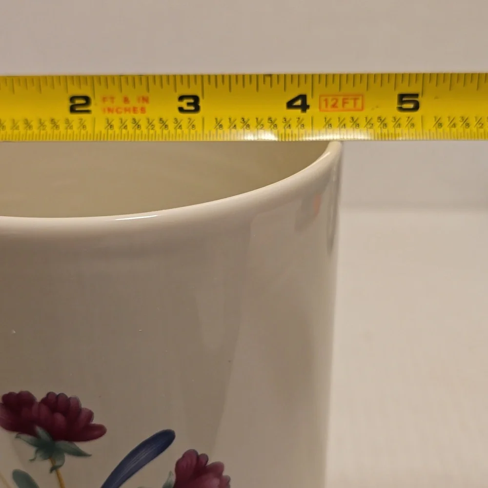 Beautiful Lenox Floral Ceramic Mug with Blue Ribbon Design